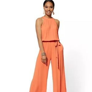 New York & Company Halter Cutlotte Jumpsuit
